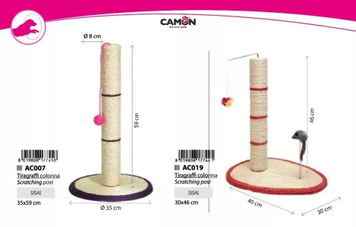 Camon Macska kaparófa labdával szizál 35*59 cm oszlop átm 8 cm