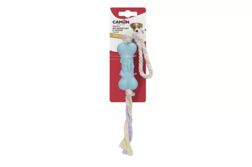 Camon Csontformás kutyajáték fonott pamut fonattal TPR (8,5 cm) 3 féle pasztell színben kb 25 cm
