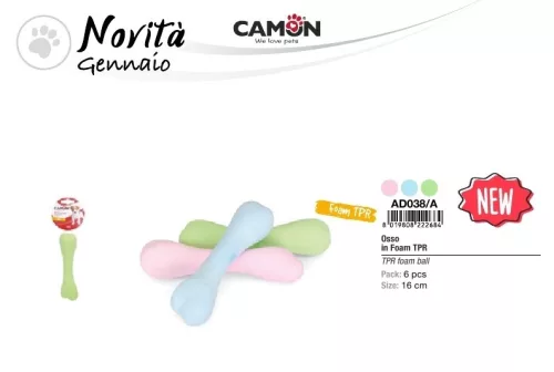 Camon TPR habos csont formájú játék 3 féle pasztell színben 16 cm