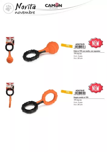 Camon Fekete-narancs dupla karikás TPR játék 26 cm
