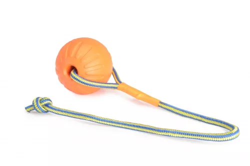 Camon Kutya játék labda kötéllel EVA anyagból 90 mm - narancs-vízen lebegő