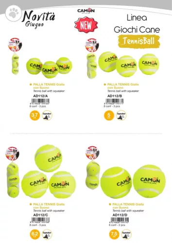 Camon Teniszlabda sípolós 5 cm 3 db-os kiszerelés
