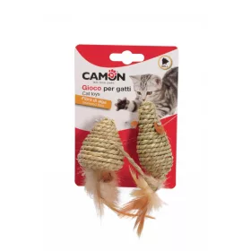   Camon Hínárszálból szőtt egér, tollal és csörgővel 5-7,5 cm