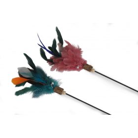   Camon Pálcás tollas cicajáték 65 cm puha markolattal fekete