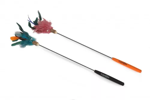 Camon Pálcás tollas cicajáték 65 cm puha markolattal fekete