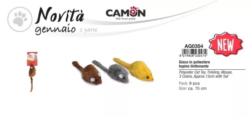 Camon Csilingelő poliészter egérke 15 cm