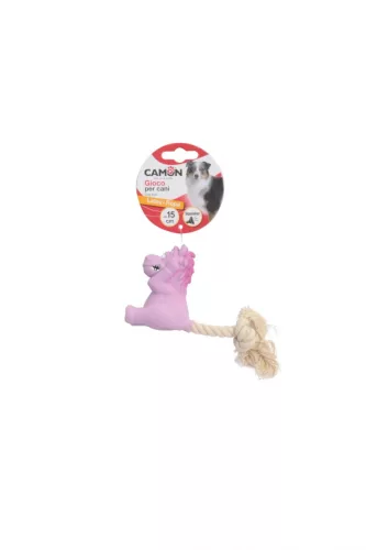 Camon Mini latex játékok kötéllel sípolós 15 cm kutya-cica-paci