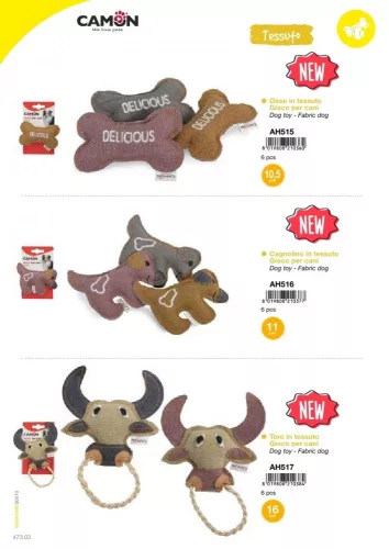 Camon Játékkutya szövetből 11 cm