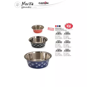   Camon Acél tál csúszásmentes gumival 114*30 mm 240 ml vegyes színben
