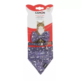   Camon Szett macskáknak - nyakörv kendővel és csokornyakkendővel - 10*230-660mm kék